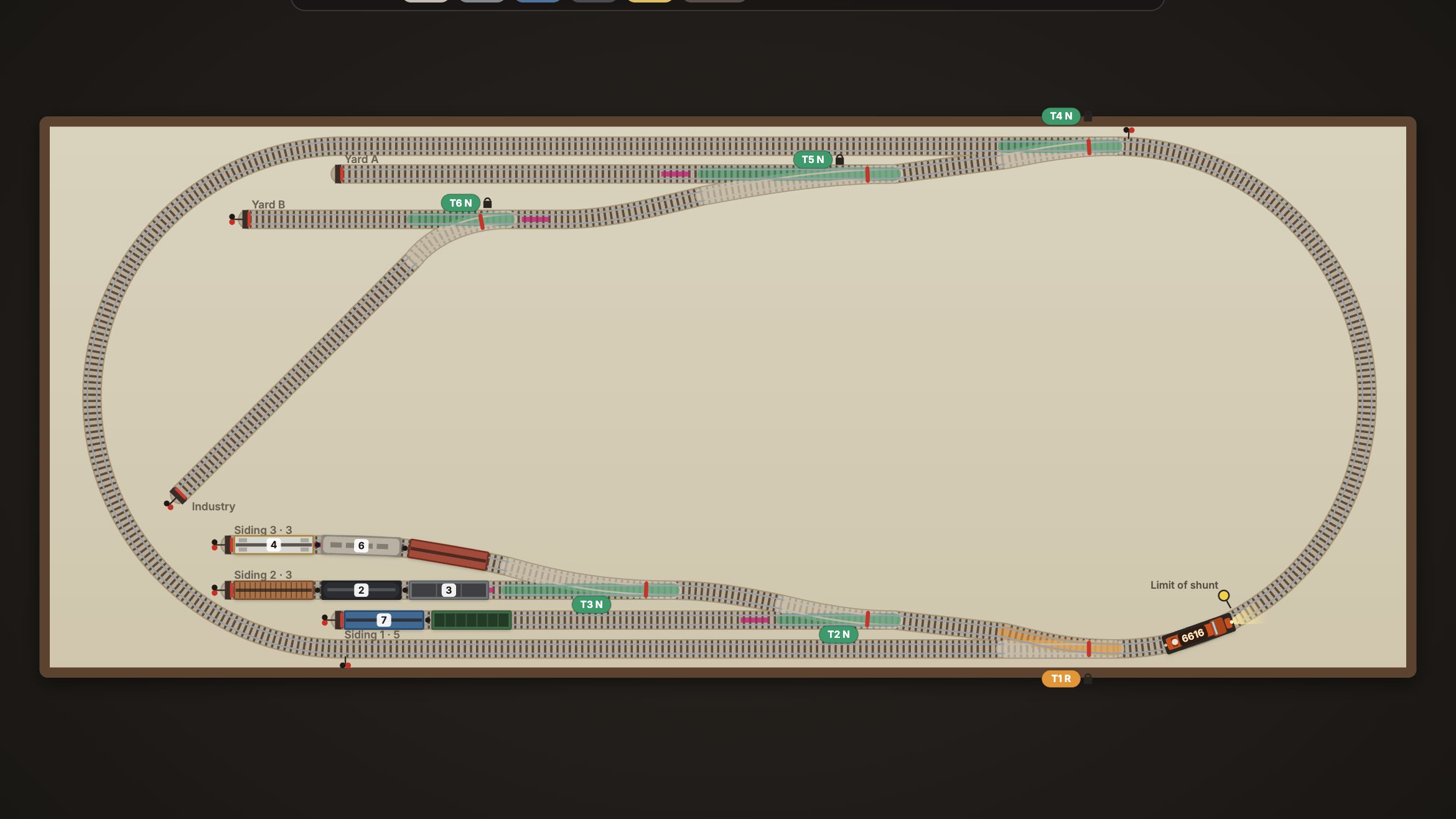 Inglenook with Industry Spur: a 24 by 60 inch N-scale oval with yards and sidings.